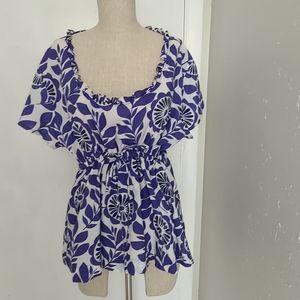 Boden blue and white printed top size 12  *P1